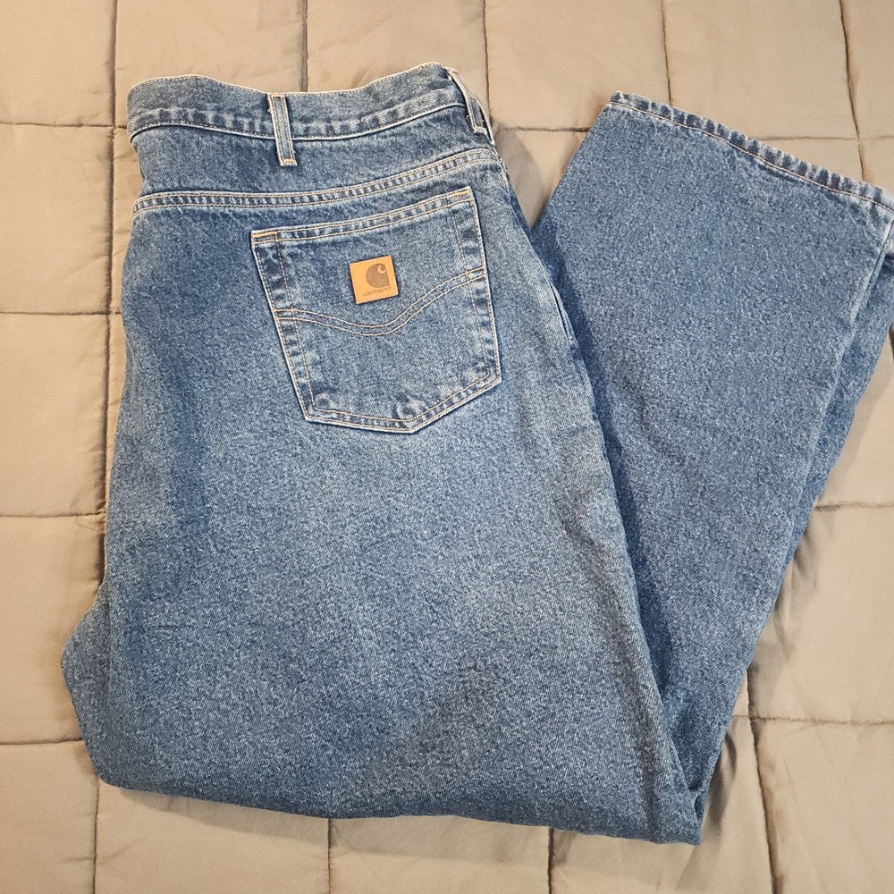 E41 Carhartt B155 DST Fleece Lined Relaxed Fit Jeans Mens 44x30 Dark Stone Denim
